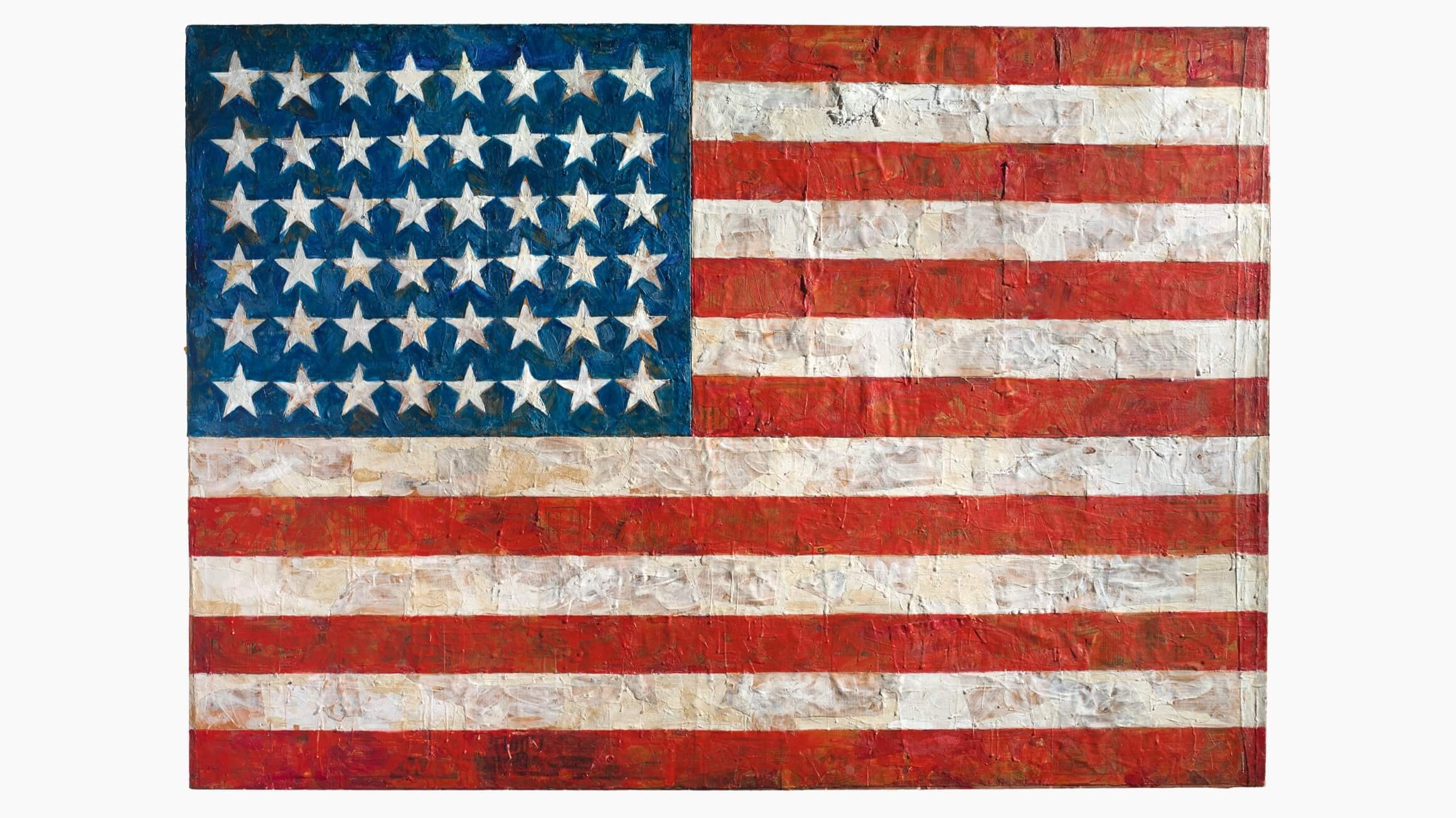 Flag, 1954–55, by Jasper Johns (Foto: The Museum of Modern Art, New York: Gift of Philip Johnson in honor of Alfred H. Barr, Jr., 106.1973) © Jasper Johns/Licensed by VAGA at Artists Rights Society (ARS), New York)