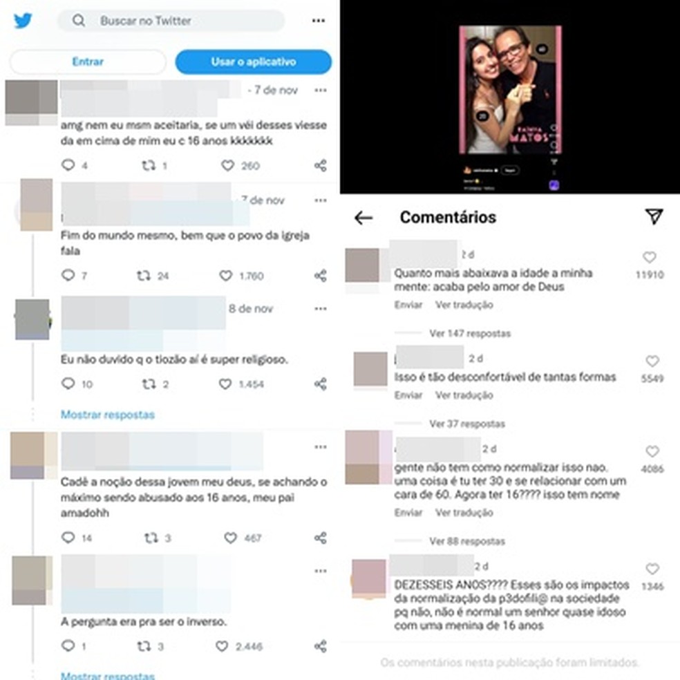 Usu�rios criticam v�deo de Nixon e Maria Eduarda � Foto: Reprodu��o/Twitter e Instagram