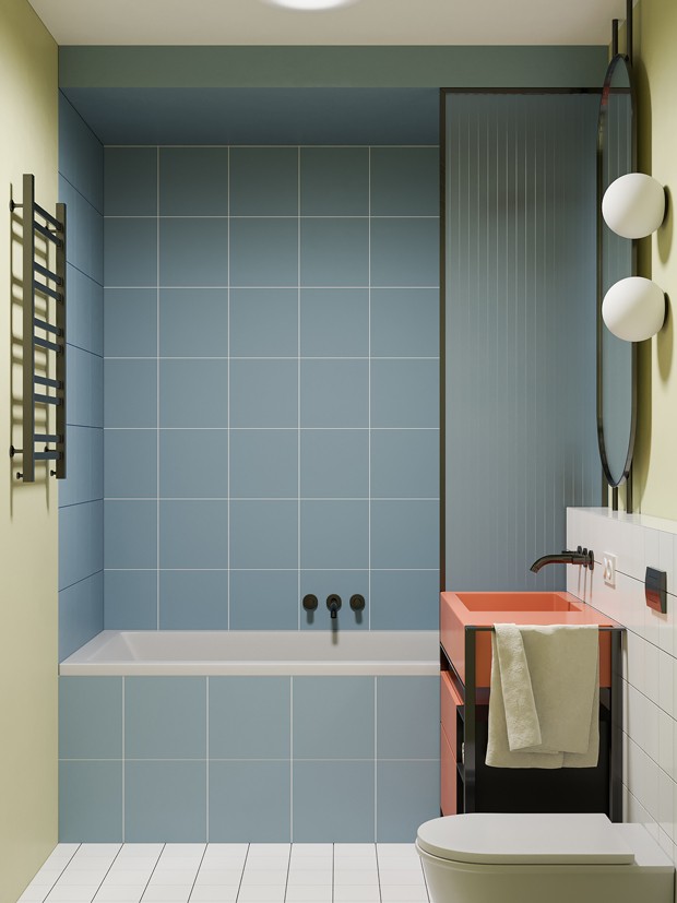 Decoração colorida e soluções simples são destaque em apartamento (Foto: Zrobym Architects/Divulgação)