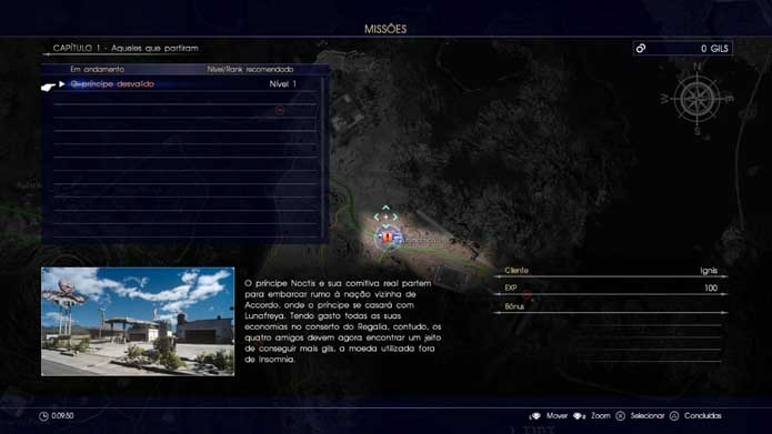 Busque missões principais em Final Fantasy XV (Foto: Reprodução/Murilo Molina)