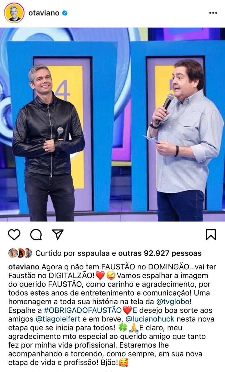 Otaviano Costa e Faustão (Foto: Reprodução/Instagram)