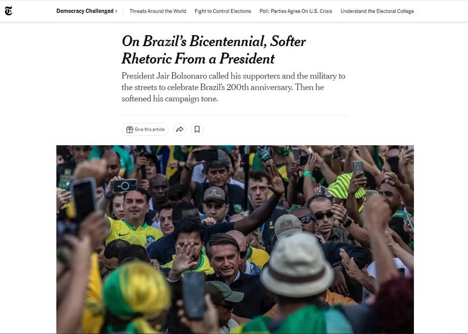Reportagem do New York Times se refere ao termo 'imbrochável' como 'uma palavra portuguesa um pouco vulgar que se traduz aproximadamente como “nunca mancar”'