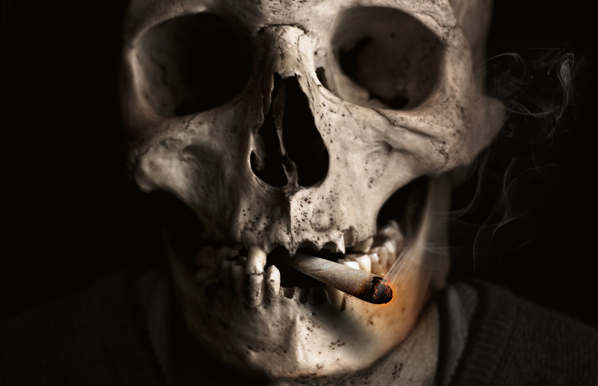 Caveira com cigarro (Foto: Comfreak/Pixabay/Creative Commons)
