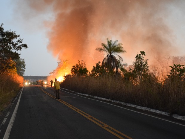 Incêndios começaram no final de semana e são combatidos por brigadistas na região de Chapada dos Guimarães, em Mato Grosso (Foto: Luiz Gustavo Gonçalves/ICMBio)