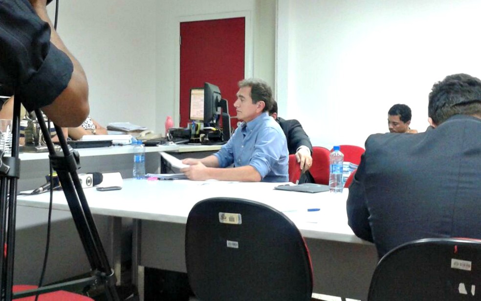 Pedro Nadaf  em depoimento no Fórum de Cuiabá (Foto: André Souza/ G1)