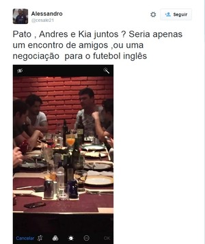 Pato janta com Kia, Andres Sanchez e Giuianno Bertolucci (Foto: Reprodução/Twitter)