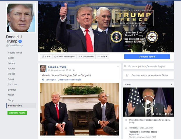 Rede social foi acusada de permitir propagação de notícias falsas postadas principalmente por correligionários de Trump (Foto: Reprodução/Facebook)