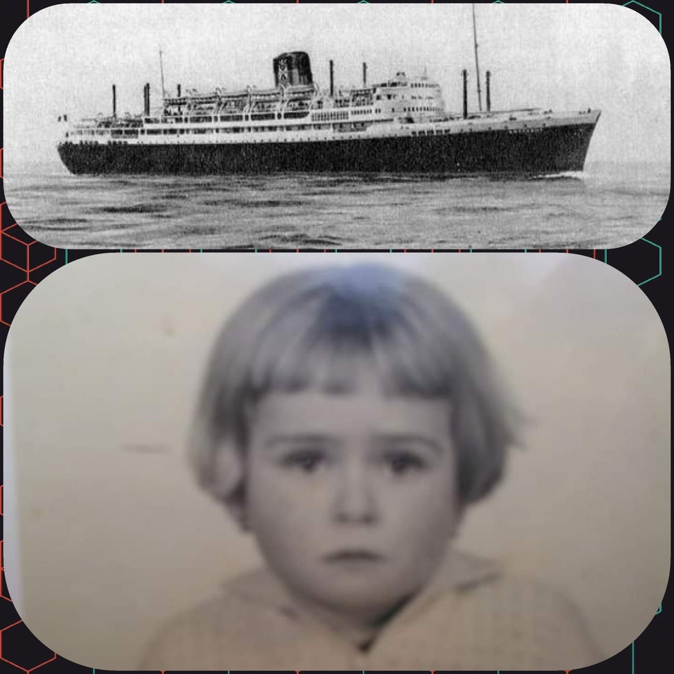 Helena tinha quatro anos quando chegou ao Brasil, após viagem de navio com a família para fugir da guerra — Foto: arquivo / Helena Cruz