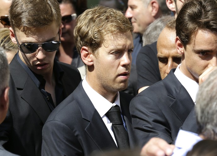 Sebastian Vettel no funeral de Jules Bianchi em Nice, França (Foto: AP)