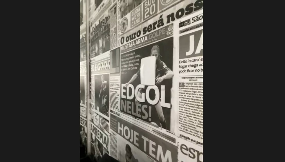 Em mural, Edgar relembra a passagem pelo São Paulo — Foto: Reprodução