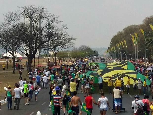  Manifestantes contrários ao governo de Dilma Rousseff protestam em Brasília (Foto: Isabella Calzolari/G1)