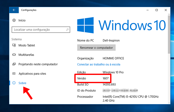 Verifique a versão do seu Windows 10 (Foto: Reprodução/Paulo Alves)