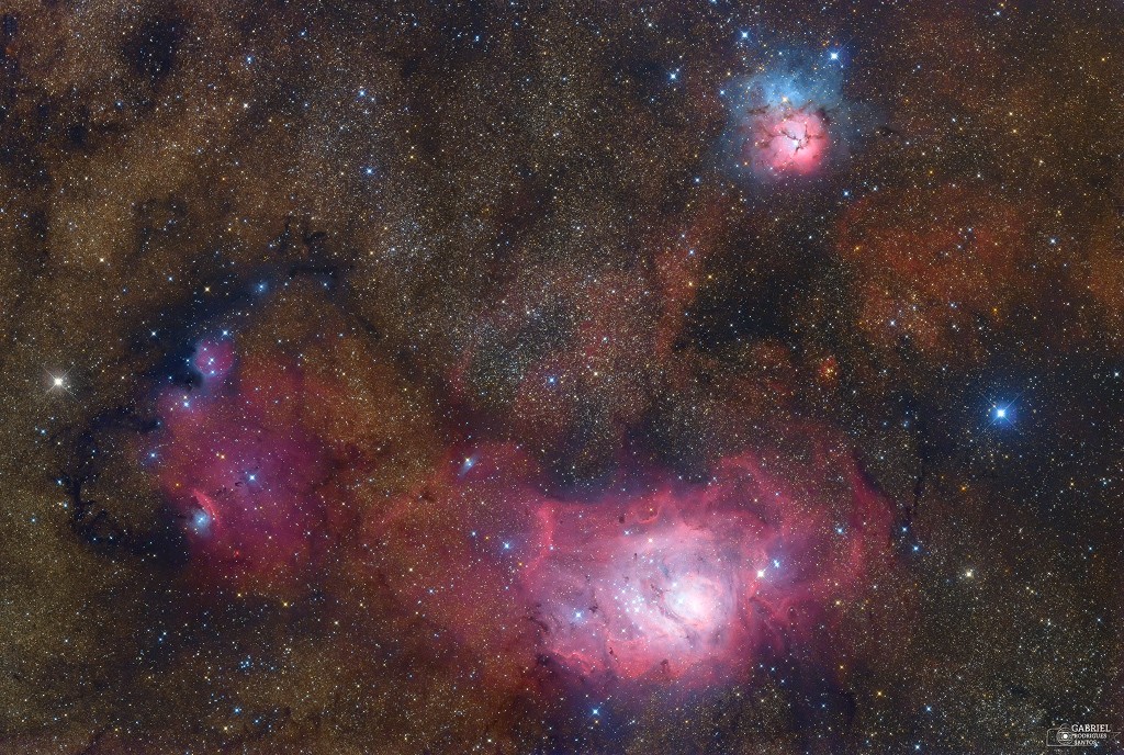 Imagem de três nebulosas localizadas na constelação de Sagitário produzida pelo brasileiro Gabriel Rodrigues Santos foi selecionada como 