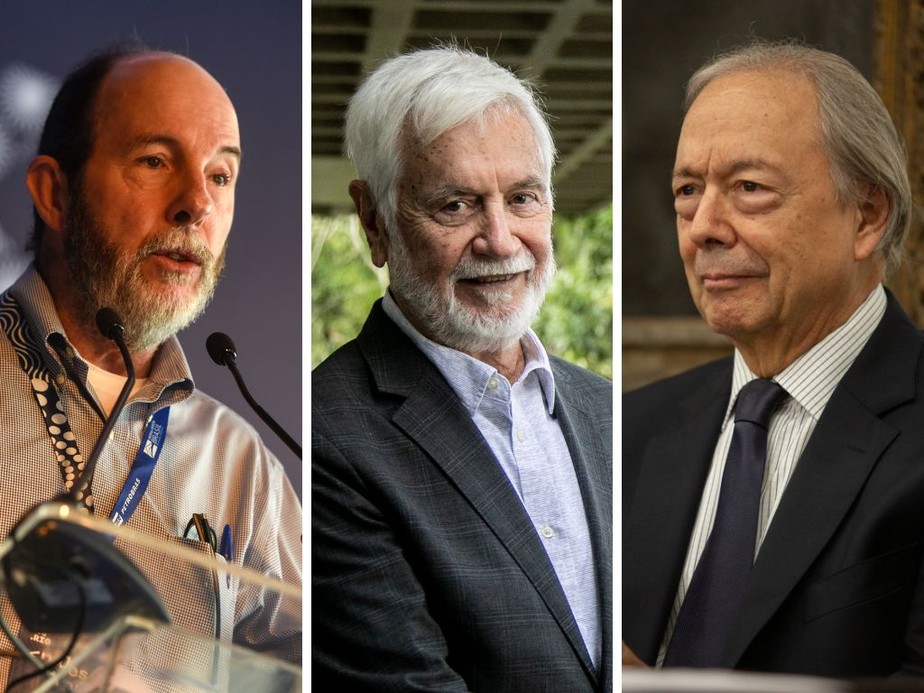 Os economistas Arminio Fraga, Edmar Bacha e Pedro Malan