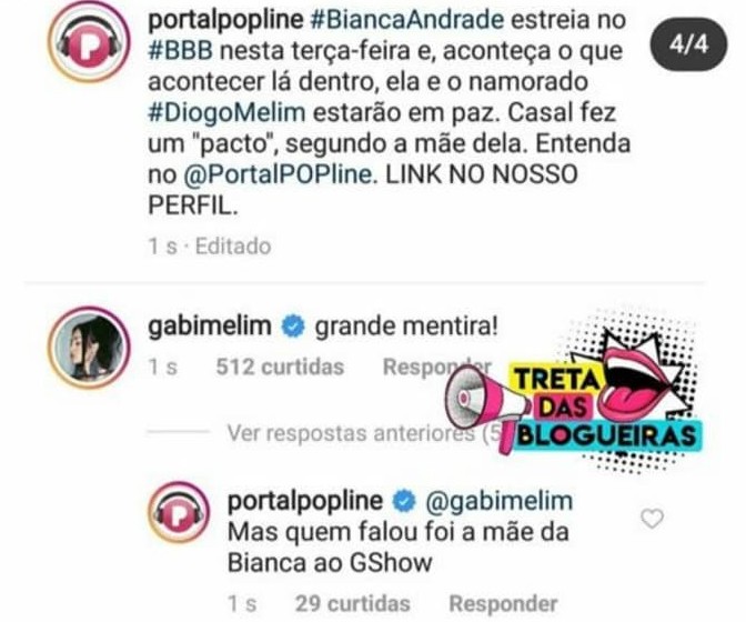 Gabi Melim desmente 'pacto' entre Diogo e Bianca Andrade (Foto: Reprodução / Instagram)