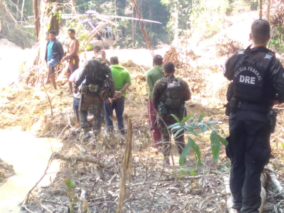Policiais prenderam suspeitos no meio da mata — Foto: PF/Divulgação