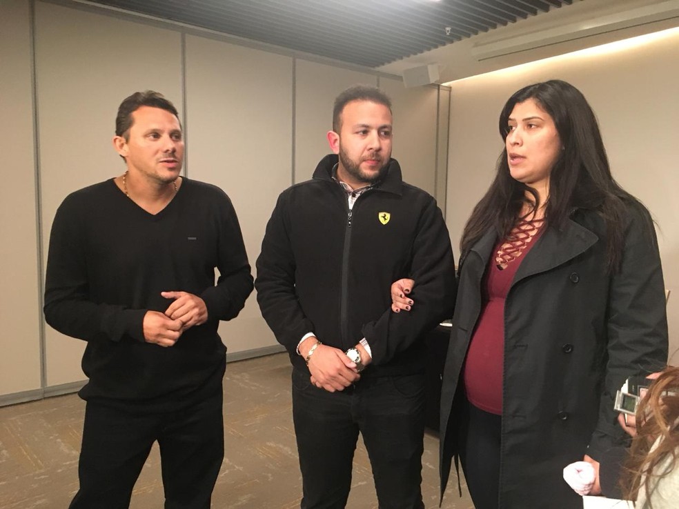 Marcelo Martins Bringel Carvalho, pai da Isadora Bringel; Jorge Alberto Trabulsi Lisboa e Lenne Carvalho Lisboa, pai e mÃ£e de KhÃ¡lida, falam pela primeira vez desde incidente que matou crianÃ§as brasileiras no Chile â Foto: Emmily Costa/G1