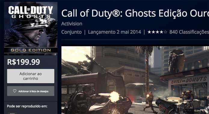 Call of Duty Ghosts na PlayStation Store (Foto: Reprodução/Felipe Vinha)