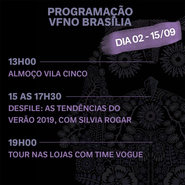 Programação VFNO 2018 em Brasília (Foto: Divulgação)