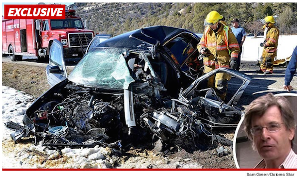A foto do acidente causado pelo ator Robert Carradine em matéria do site TMZ (Foto: Reprodução)