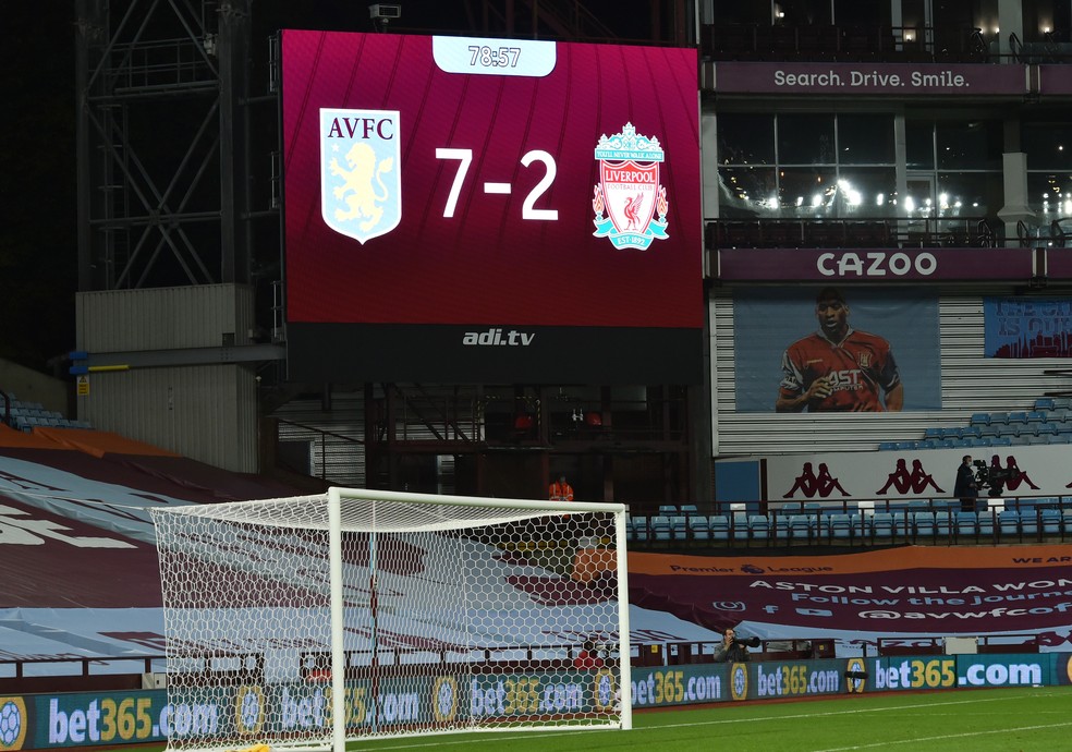 Aston Villa Liverpool 7 x 2  — Foto: Reuters