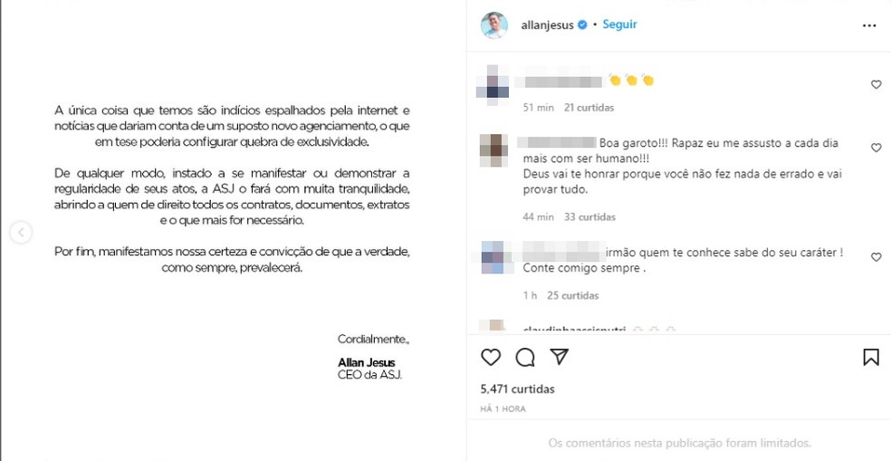 Empresário de Luva de Pedreiro se manifesta após rumores de novo agenciamento — Foto: Reprodução/Redes Sociais