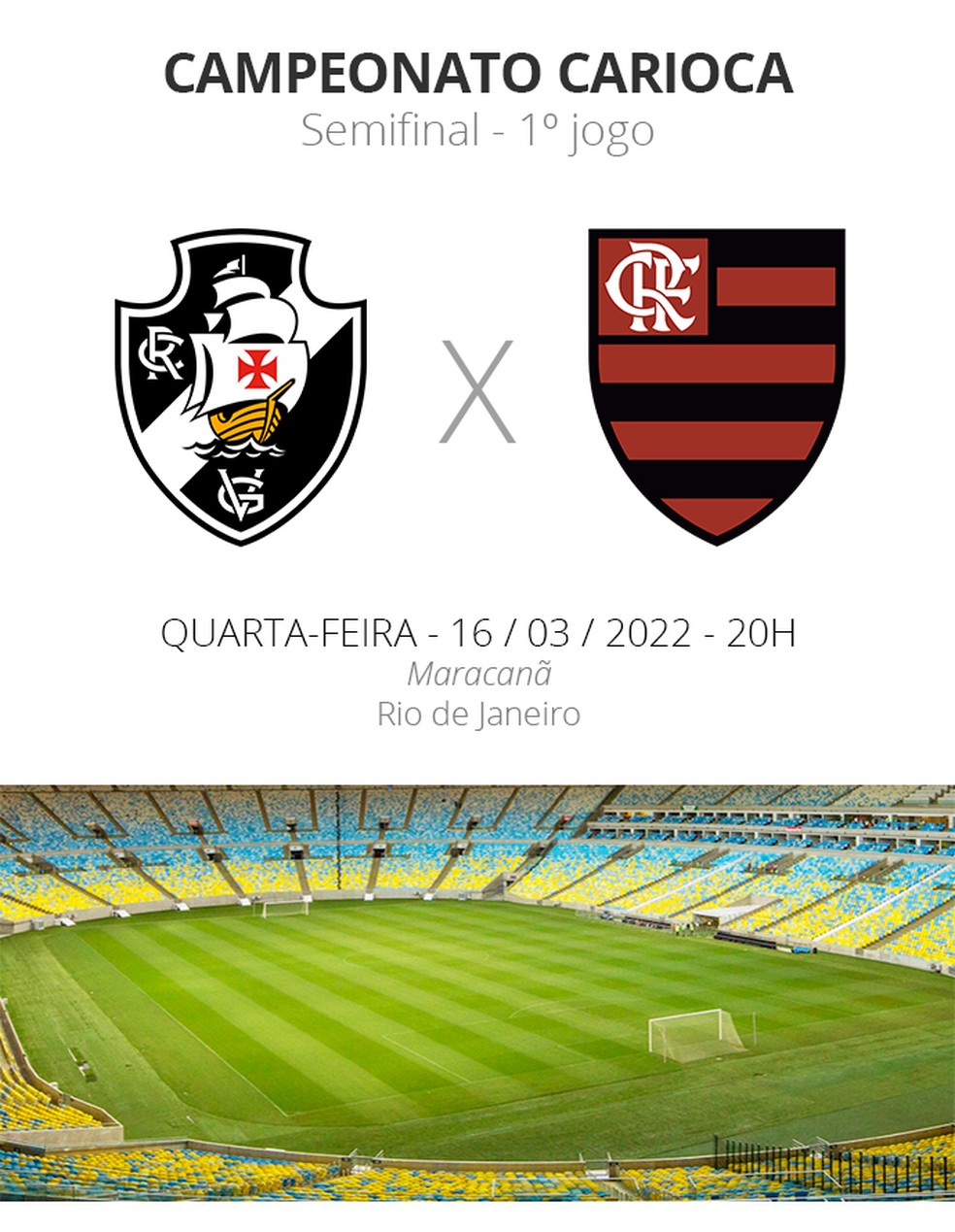 Vasco e Flamengo fazem primeiro jogo da semifinal do Carioca nesta quarta — Foto: ge