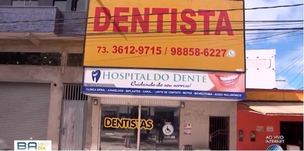 Clínica onde falso dentista trabalhava no sul da Bahia — Foto: Reprodução/ TV Santa Cruz