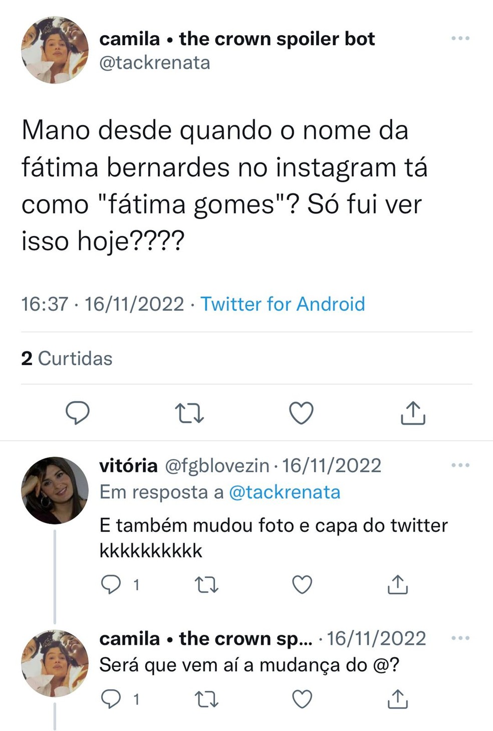 Publicação sobre o nome de Fátima Bernardes — Foto: Reprodução/Twitter