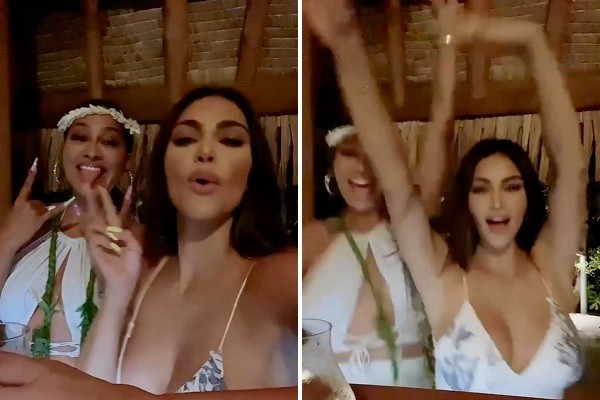 Kim Kardashian dançando com amiga durante sua festa de aniversário de 40 anos (Foto: Instagram)