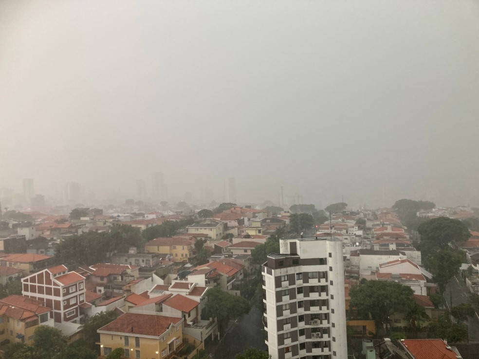 Chuva na Vila Mariana, Zona Sul de São Paulo, na tarde deste domingo (15) — Foto: Paula Paiva Paulo/g1
