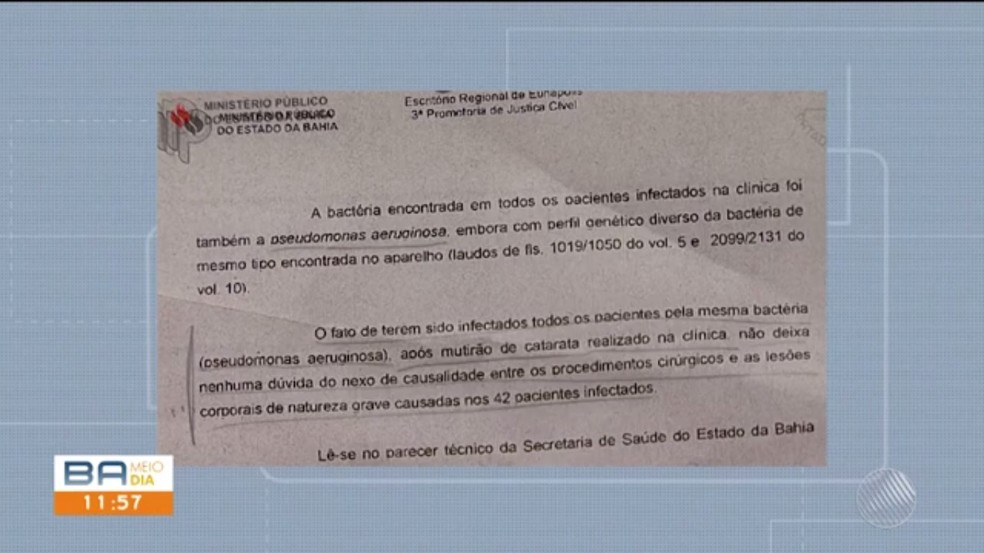 Laudo aponta infecção por bactéria (Foto: Reprodução/TV Santa Cruz)