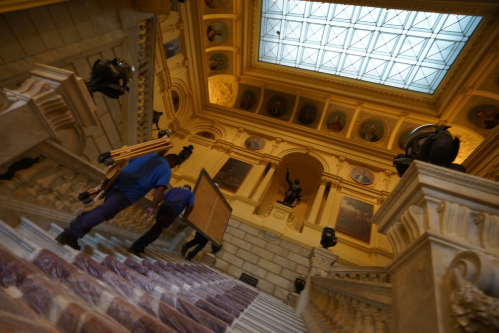 Últimos ajustes para reinauguração do Museu do Ipiranga, em São Paulo — Foto: Fábio Tito/g1