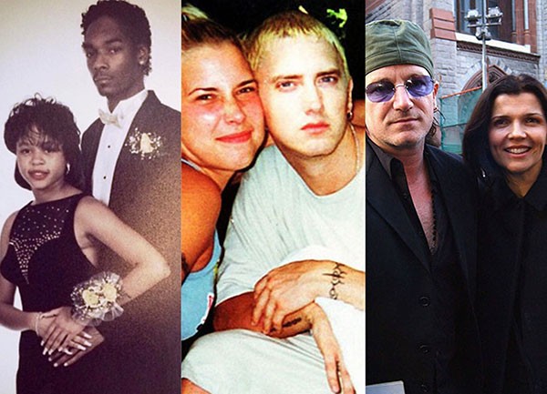 Snoop Dogg Lion e Shante Broadus, Eminem e Kim Scott, Bono e Ali Hewson (Foto: Getty Images / Redes Sociais)