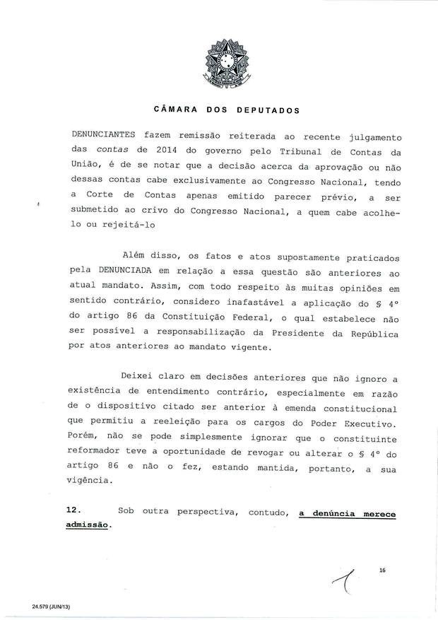 16 - Leia íntegra da decisão de Cunha que abriu processo de impeachment (Foto: Reprodução)