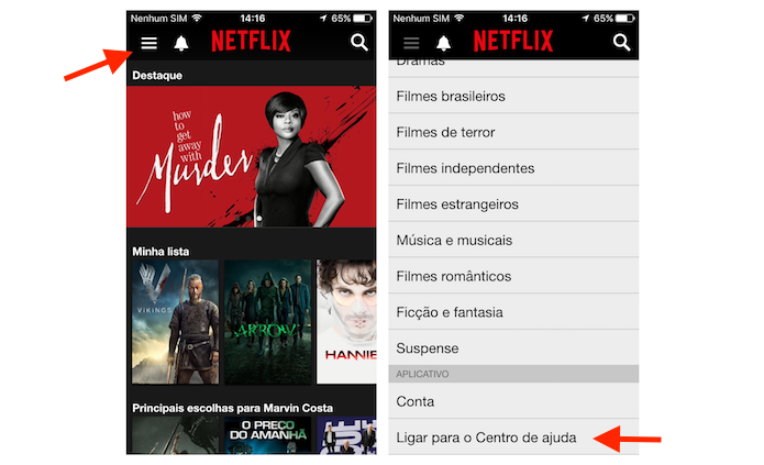 Acessando a central de ajuda do Netflix pelo iPhone (Foto: Reprodução/Marvin Costa)