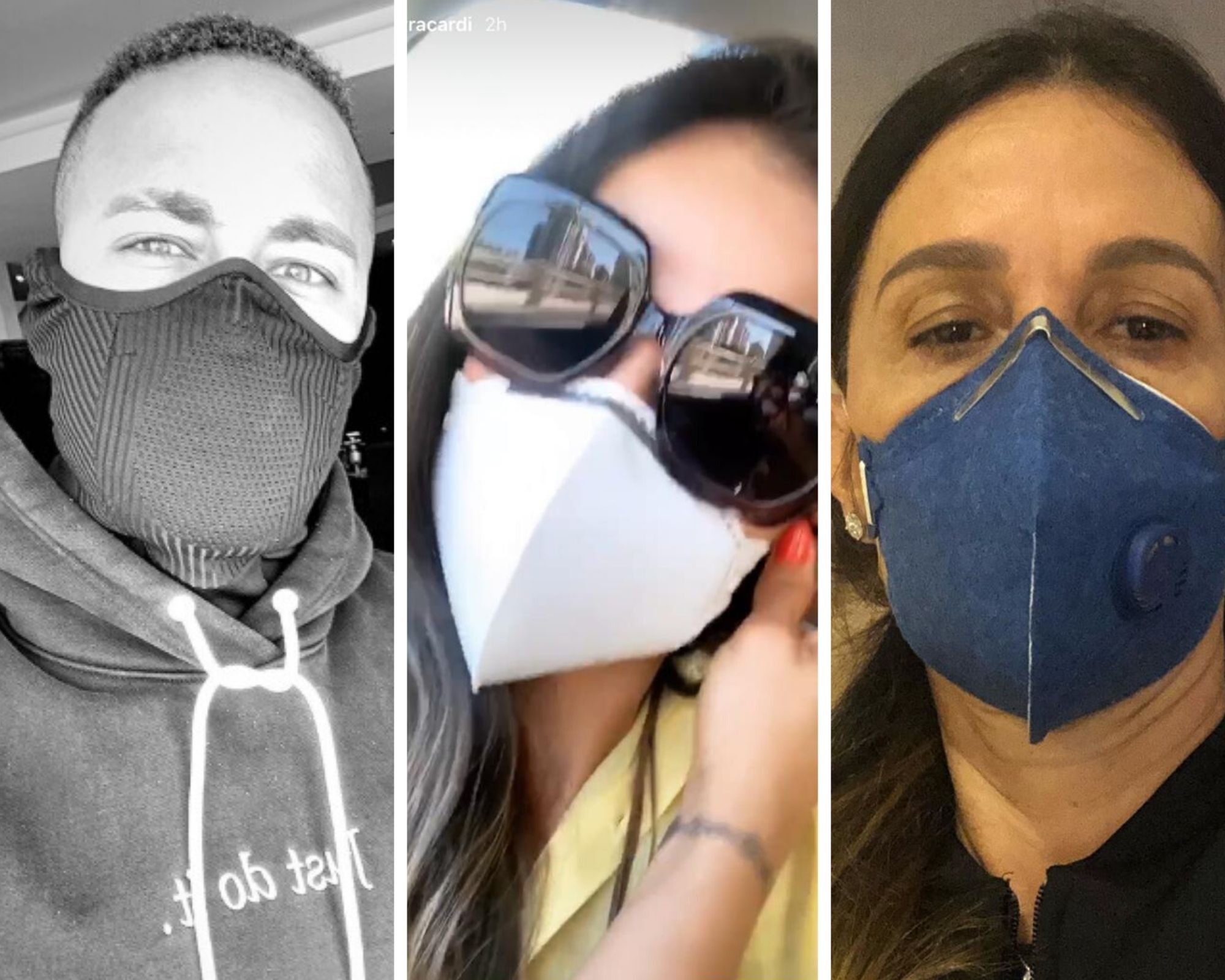 Neymar Jr., Mayra Cardi e Flroa Gil também aderiram às máscaras (Foto: Reprodução/Instagram)