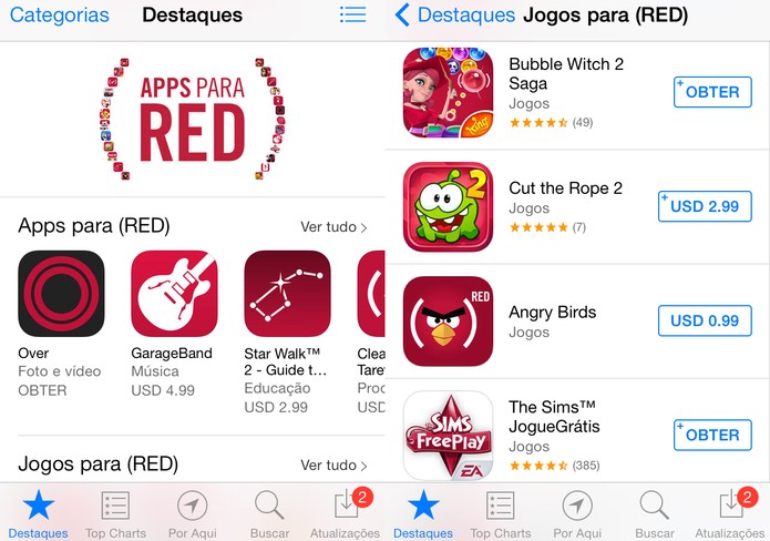 Seção exclusiva de aplicativos [RED] (Foto: Reprodução/ Apple)