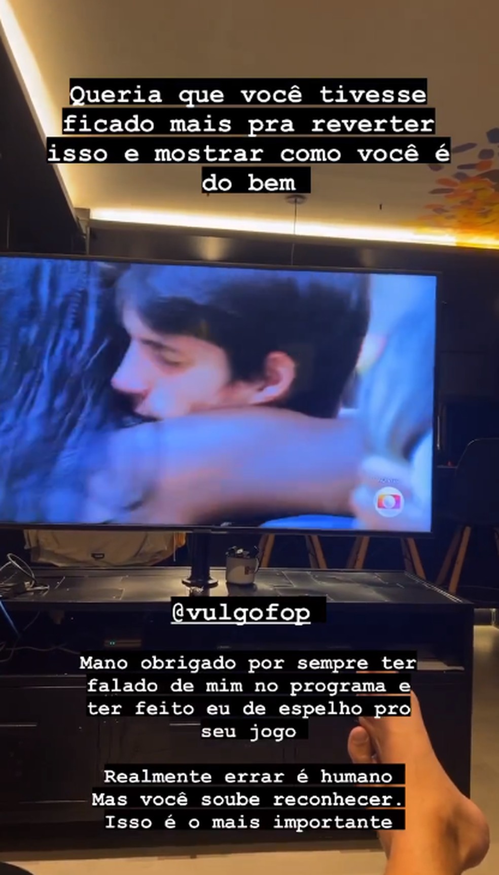 Publica&ccedil;&atilde;o de Felipe Prior para Gabriel Fop &mdash; Foto: Instagram