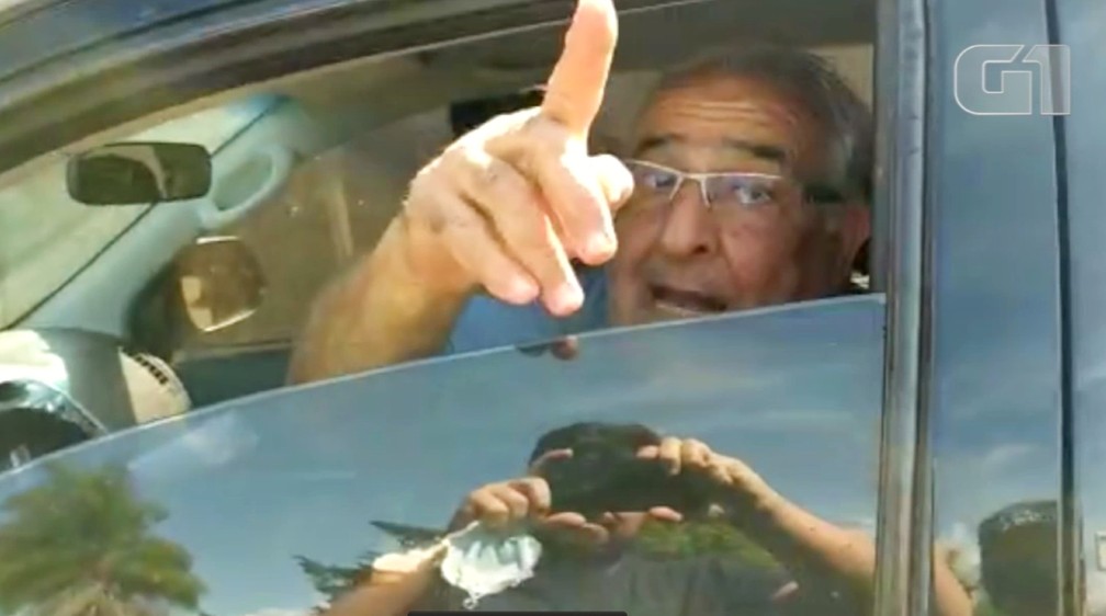 Conselheiro do TCE Jerson Domingos quando chegou a sede do Garras, em Campo Grande, para ser preso na terceira fase da Omertá — Foto: André Abreu/Arquivo Pessoal
