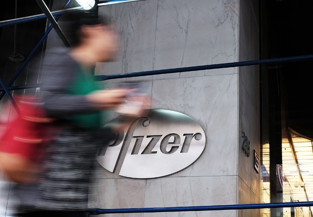 Sede da Pfizer em Nova York, nos Estados Unidos (Foto: Spencer Platt/Getty Images)