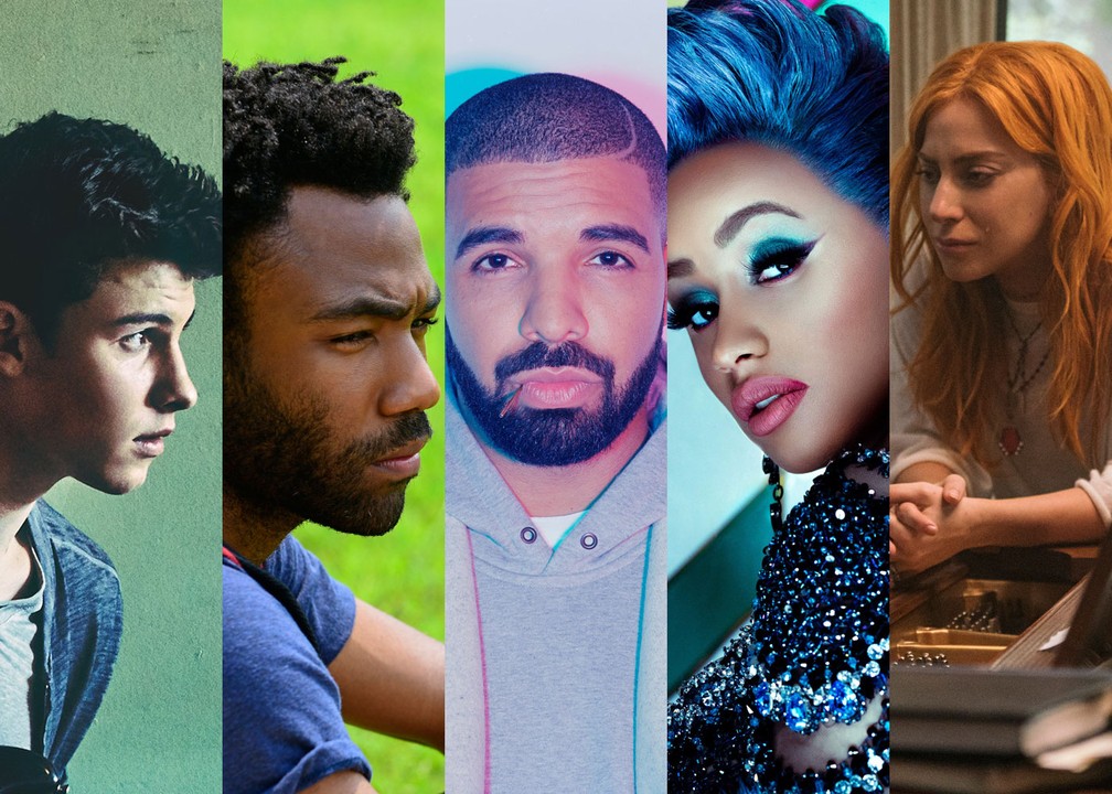 Shawn Mendes, Drake, Cardi B, Childish Gambino e Lady Gaga concorrem ao Grammy — Foto: Divulgação