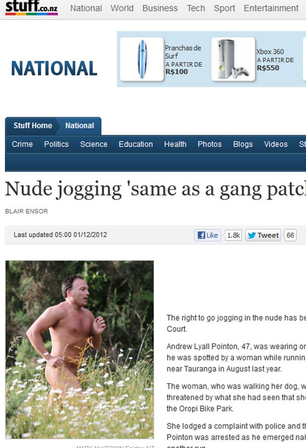Naturista Andrew Pointon ganhou o direito de correr nu. (Foto: Reprodução)