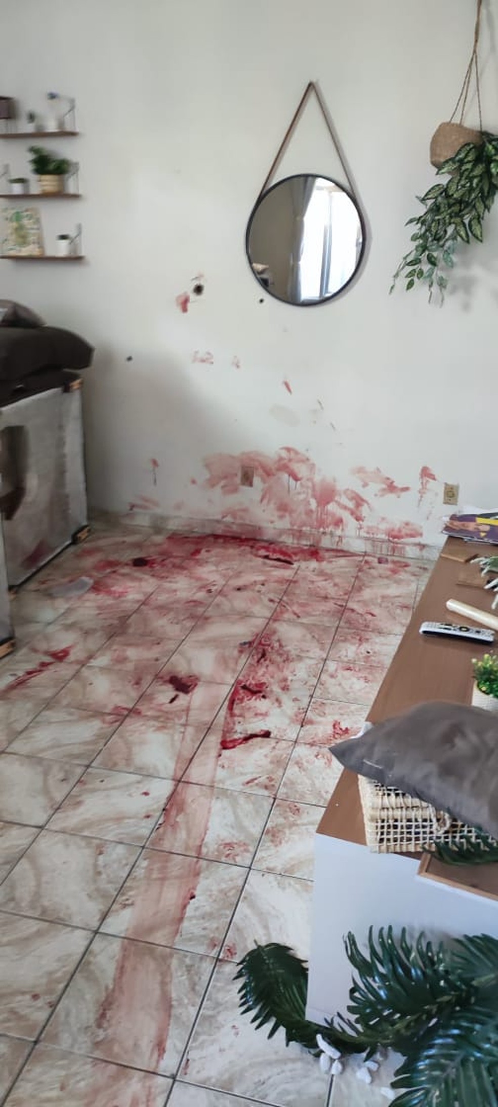 Casa de mulher de 50 anos ficou repleta de sangue após ação policial no Jacarezinho — Foto: Reprodução