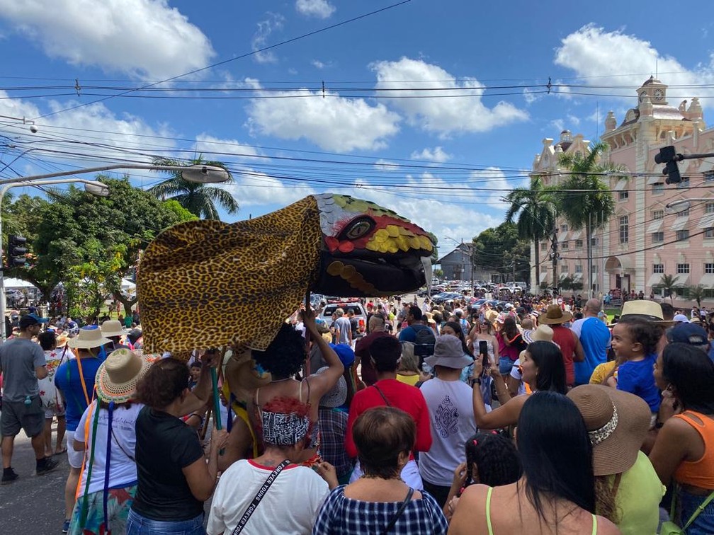 Primeira dia de arrastão do Arraial da Pavulagen reúne centenas de pessoas nas ruas de Belém — Foto: Brenda Rachit/TV Liberal