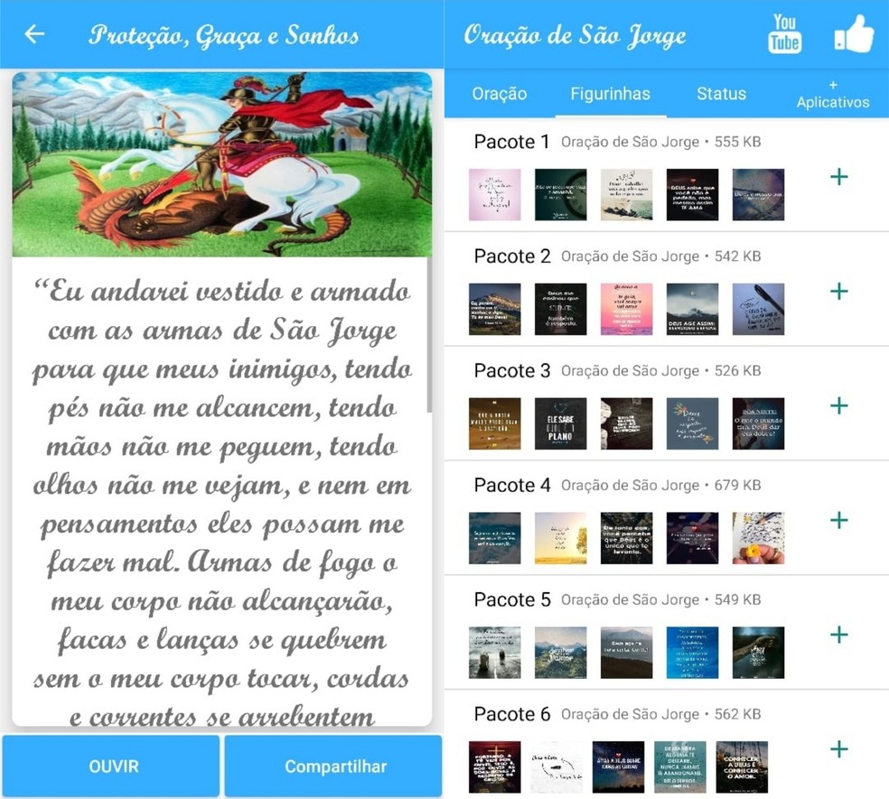 Oração São Jorge está disponível na Play Store com preces em homenagem ao santo — Foto: Reprodução/Clara Fabro