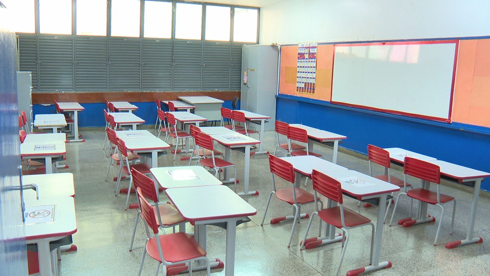 Sala de aula vazia  — Foto: TV Globo/Reprodução