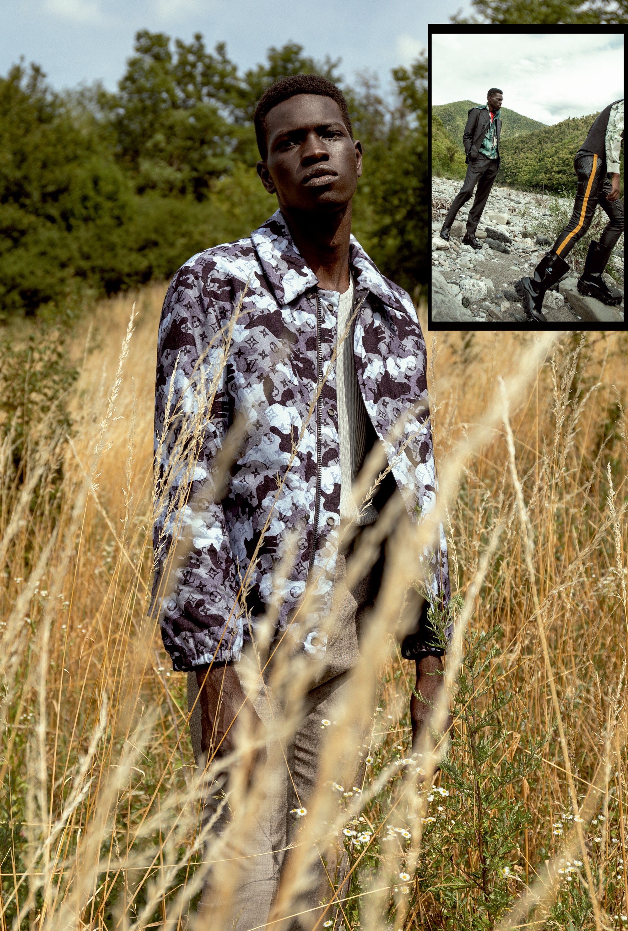 Às margens do rio: Jaqueta Louis Vuitton | Camisa Homme Plissé Issey Miyake | Calça Ermenegildo Zegna  (Foto: Giuseppe Vaccaro)