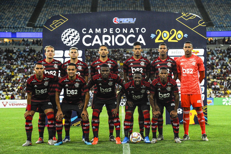 Grupo do Flamengo encerra participação no Carioca diante do Fluminense, no Maracanã — Foto: Marcelo Cortes/Flamengo