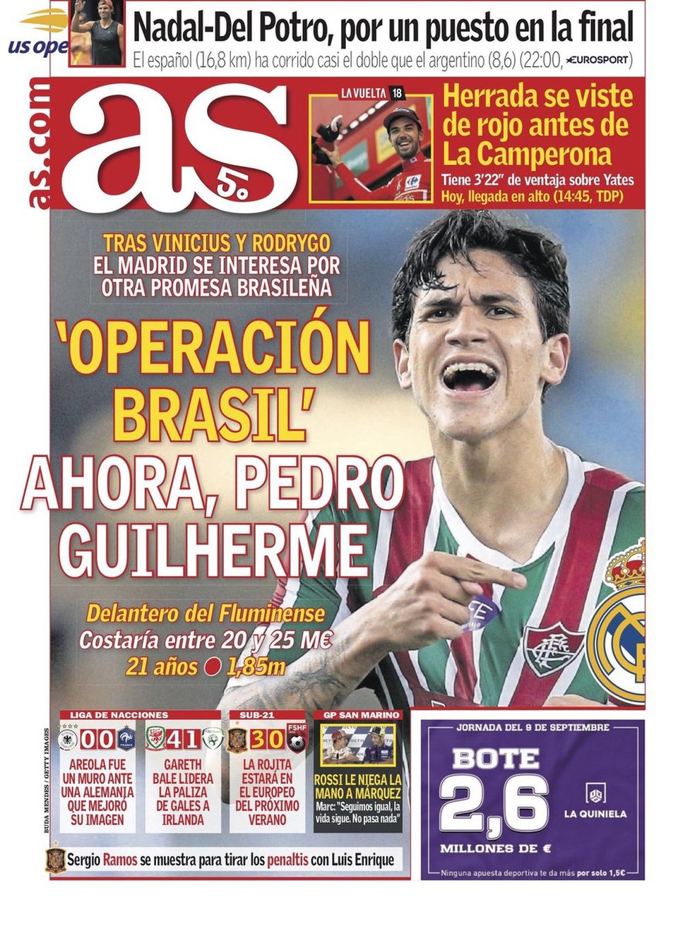 Jornal AS diz que Real Madrid estÃ¡ de olho em Pedro (Foto: ReproduÃ§Ã£o / AS)